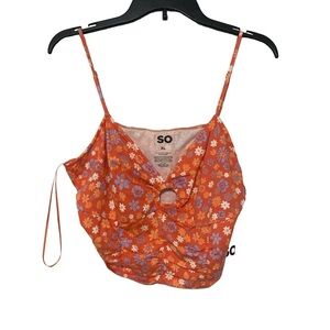 SO Halter Circle Ditsy Floral Sleeveless Crop Top Blouse - Size XL